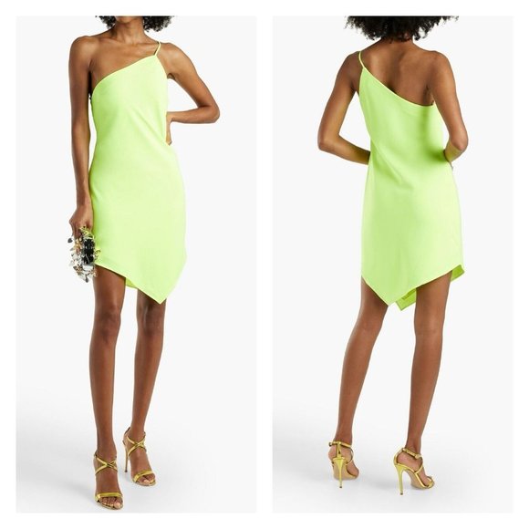 Et Ochs Mia Green Mini Dress One Shoulder Strap